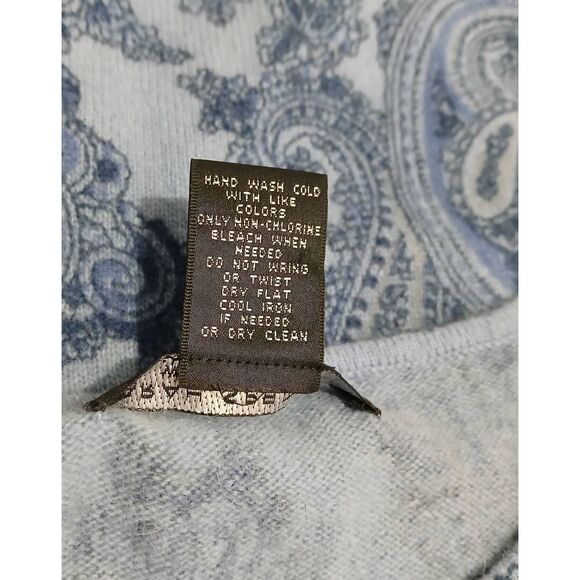 Sarah Spencer womens xl wool angora lightweight sweater paisley baby blue - Picture 5 of 8